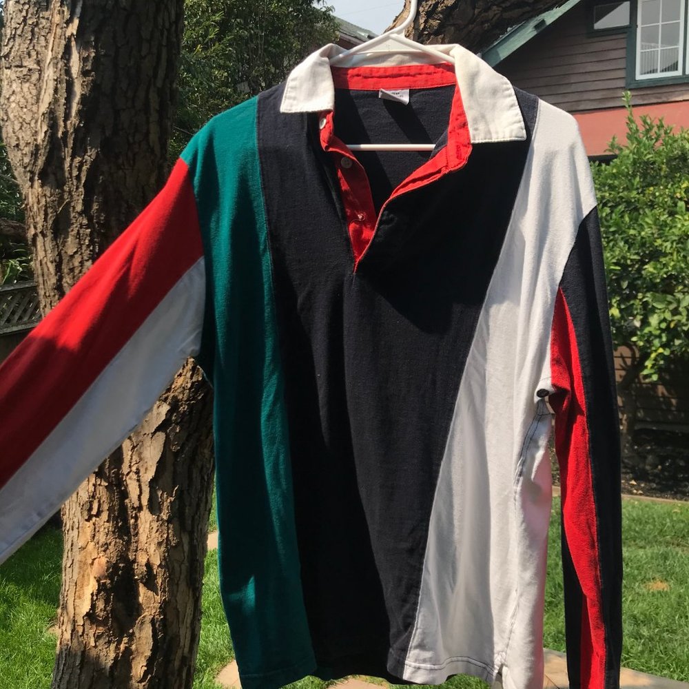 Color Block Long-Sleeve Polo